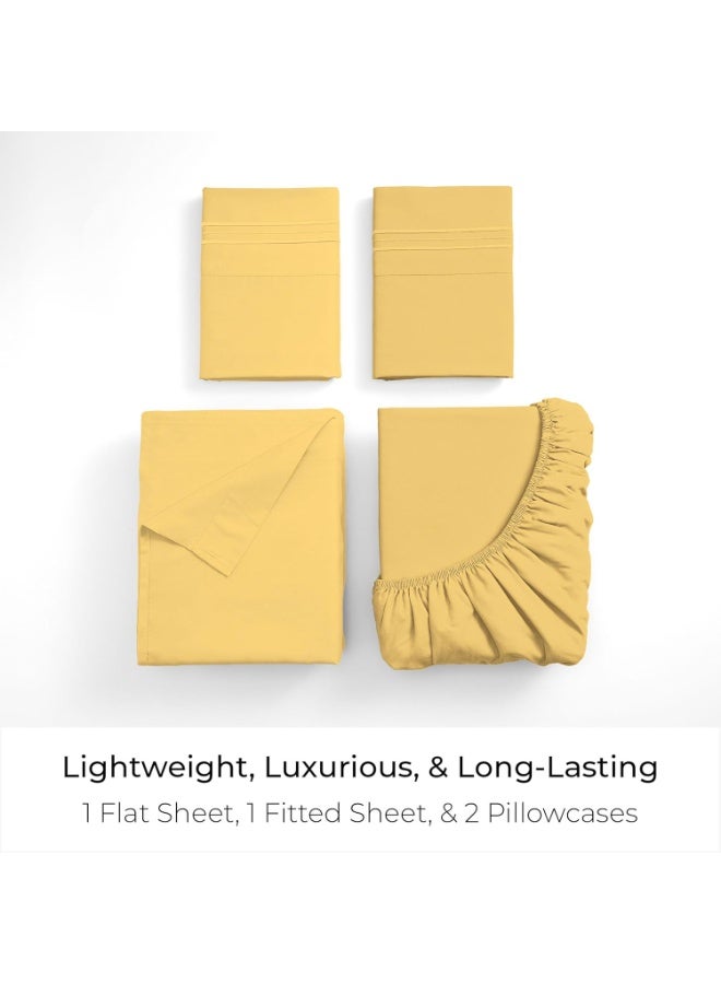 Mellanni King Sheets Set - 4 PC Iconic Collection Bedding - Hotel Luxury, Extra Soft, Cooling Bed Sheets - Wrinkle, Fade, Stain Resistant (King, Yellow) - Image 5