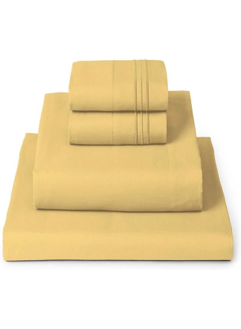 Mellanni King Sheets Set - 4 PC Iconic Collection Bedding - Hotel Luxury, Extra Soft, Cooling Bed Sheets - Wrinkle, Fade, Stain Resistant (King, Yellow) - Image 1