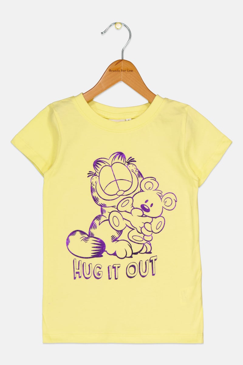 nickelodeon Toddlers Girl Short Sleeves Garfield T-Shirt, Light Yellow - Image 1