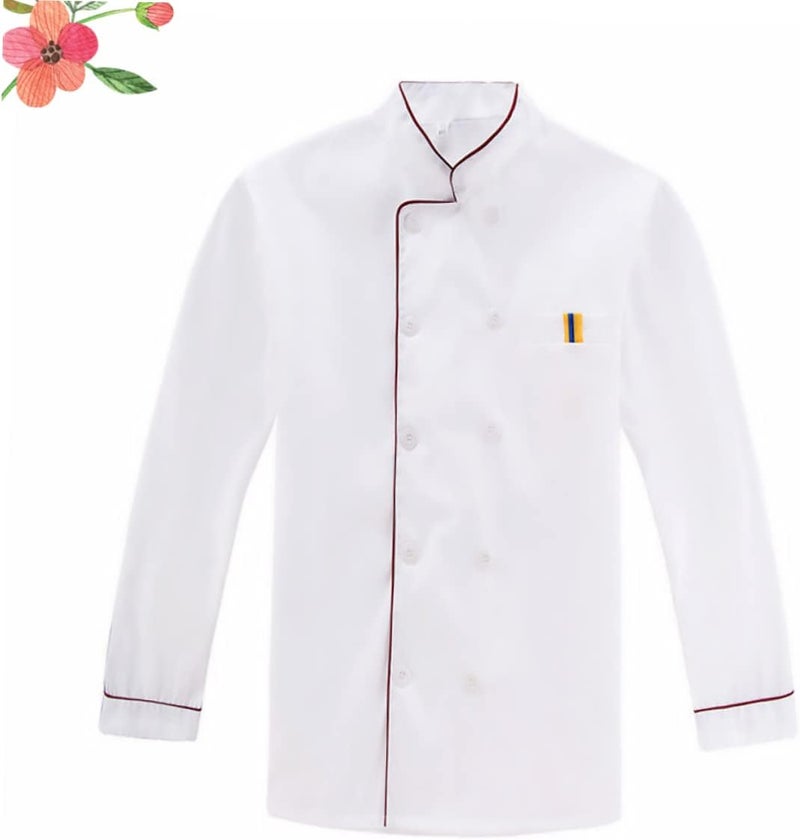 Long Sleeve Chef Coat for Restaurant Bar Red Embossed Chef Jacket Oil Breathable Wearproof Work Apparel for Outdoor Barbecue Hotel Use - Image 3