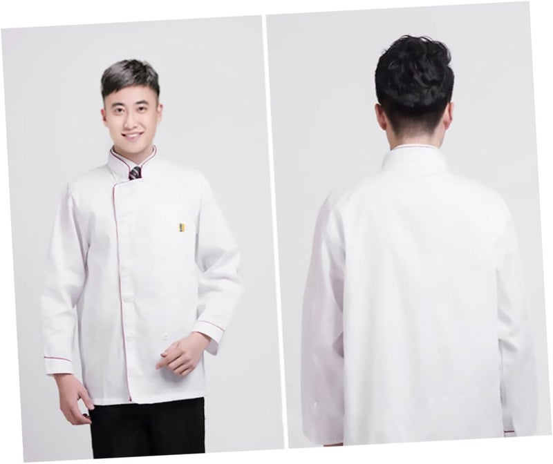 Long Sleeve Chef Coat for Restaurant Bar Red Embossed Chef Jacket Oil Breathable Wearproof Work Apparel for Outdoor Barbecue Hotel Use - Image 4