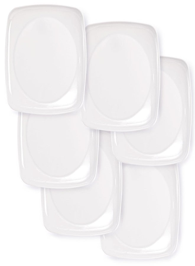 Fasmov 6 Pack 10.5" Melamine Sqaure Dinner Plates, Unbreakable Serving Dishes, Modern Square Dinnerware, Square Serving Plate for Steak, Pasta, Fruit, Salad, Snacks, Pizza, Appetizer Plates, White - Image 3