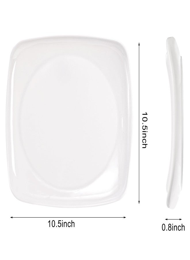 Fasmov 6 Pack 10.5" Melamine Sqaure Dinner Plates, Unbreakable Serving Dishes, Modern Square Dinnerware, Square Serving Plate for Steak, Pasta, Fruit, Salad, Snacks, Pizza, Appetizer Plates, White - Image 2