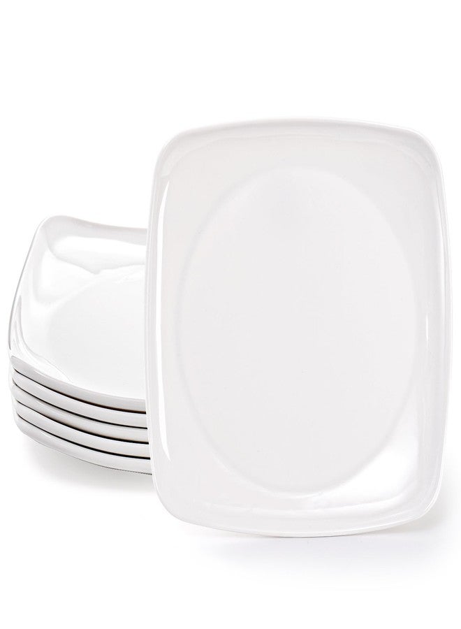 Fasmov 6 Pack 10.5" Melamine Sqaure Dinner Plates, Unbreakable Serving Dishes, Modern Square Dinnerware, Square Serving Plate for Steak, Pasta, Fruit, Salad, Snacks, Pizza, Appetizer Plates, White - Image 1