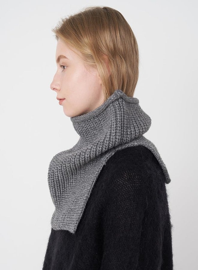 Molodo Neck Warmer Women Chunky Knitted Cowl Neck Winter Warm Cozy Soft Solid Fashion Versatile Scarf - Image 3