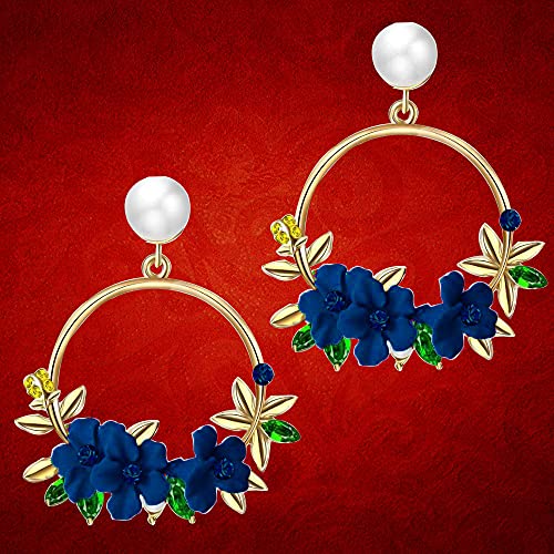 YouBella Jewellery Earrings for women Floral Resin Earrings for Girls and Women (Blue) - Image 4