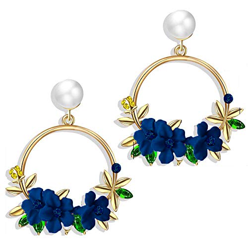 YouBella Jewellery Earrings for women Floral Resin Earrings for Girls and Women (Blue) - Image 1