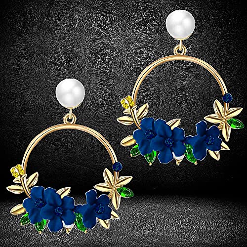 YouBella Jewellery Earrings for women Floral Resin Earrings for Girls and Women (Blue) - Image 5