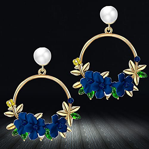 YouBella Jewellery Earrings for women Floral Resin Earrings for Girls and Women (Blue) - Image 3