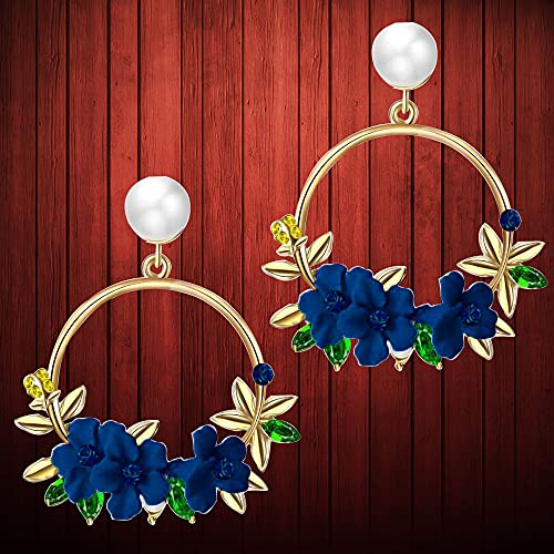 YouBella Jewellery Earrings for women Floral Resin Earrings for Girls and Women (Blue) - Image 2
