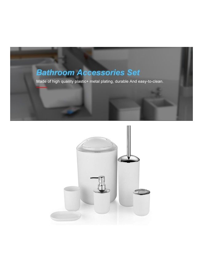 6-Piece Bathroom Accessories Set White 19 x 19 x 28cm  - Image 3