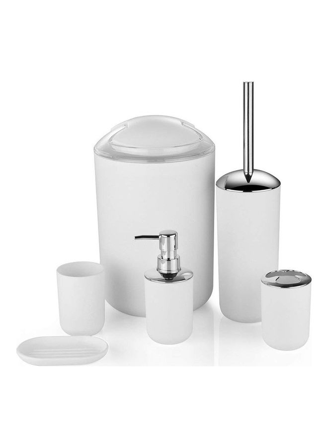 6-Piece Bathroom Accessories Set White 19 x 19 x 28cm  - Image 1