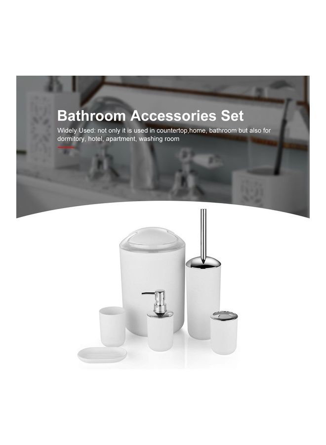 6-Piece Bathroom Accessories Set White 19 x 19 x 28cm  - Image 2