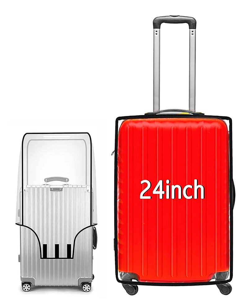 Fancy Walas 24 inch Pack of 1 Zippered Clear PVC Trolley Covers Protectors, Waterproof Dustproof Suitcase Covers Case for Wheeled Luggage Trolley Protective Covers (Black, Pack of 1, 24 Inch Medium) - Image 1