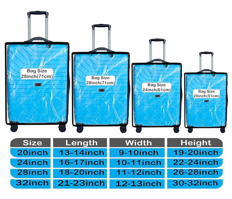 Fancy Walas 24 inch Pack of 1 Zippered Clear PVC Trolley Covers Protectors, Waterproof Dustproof Suitcase Covers Case for Wheeled Luggage Trolley Protective Covers (Black, Pack of 1, 24 Inch Medium) - Image 4