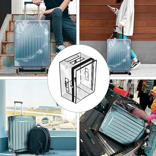 Fancy Walas 24 inch Pack of 1 Zippered Clear PVC Trolley Covers Protectors, Waterproof Dustproof Suitcase Covers Case for Wheeled Luggage Trolley Protective Covers (Black, Pack of 1, 24 Inch Medium) - Image 3