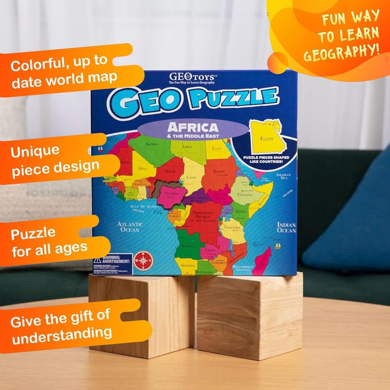 Geotoys GeoPuzzle, Africa and Middle East Shaped Jigsaw Puzzle, 65 Pc Geography Puzzle, Map Puzzle - Jigsaw Puzzles for Kids Ages 6-9 Years Old, Stocking Stuffers for Kids - Image 3