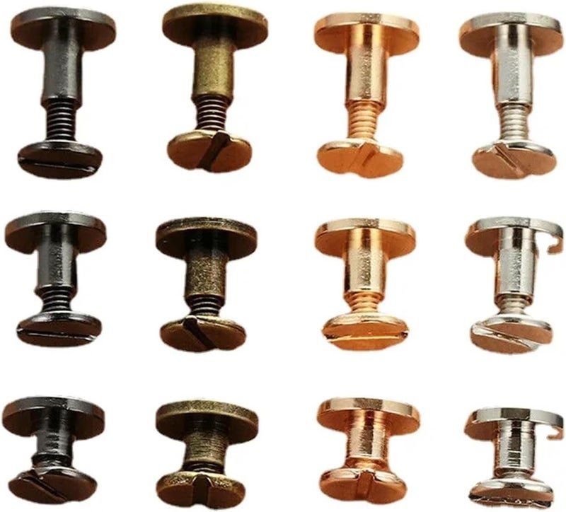 Chicago Screw 200Sets Flat Belt Screws Nail Rivets Solid Female Rivet Slotted Stud Head Luggage Leather Metal Craft(Gold,5x10mm) - Image 2