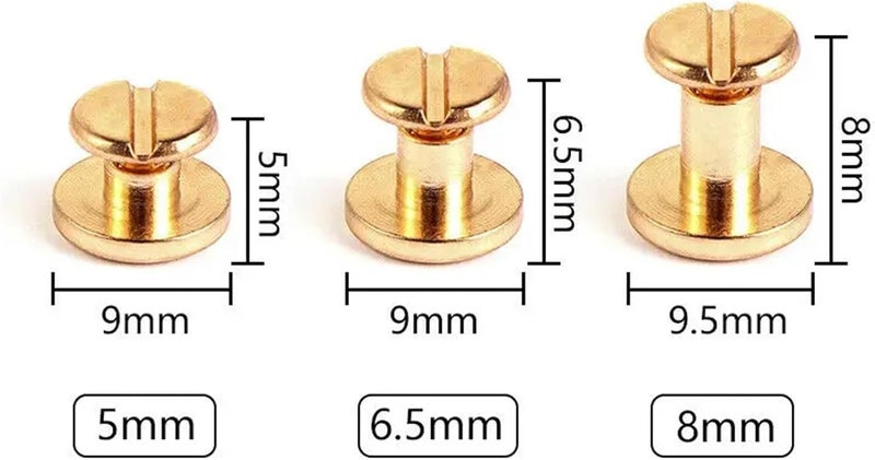 Chicago Screw 200Sets Flat Belt Screws Nail Rivets Solid Female Rivet Slotted Stud Head Luggage Leather Metal Craft(Gold,5x10mm) - Image 5