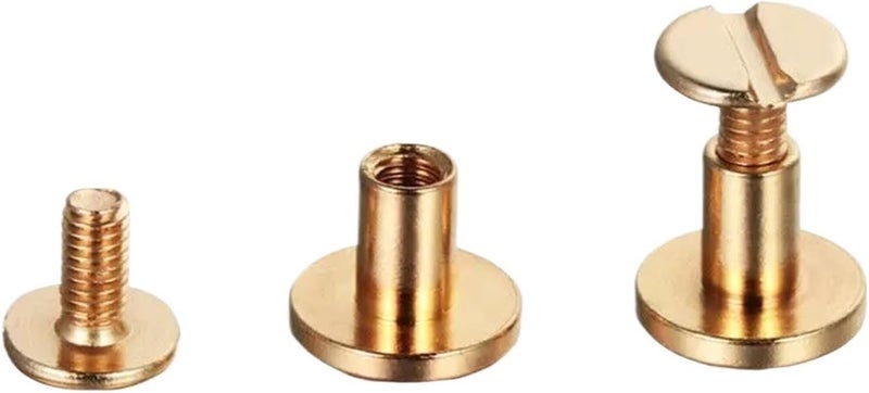 Chicago Screw 200Sets Flat Belt Screws Nail Rivets Solid Female Rivet Slotted Stud Head Luggage Leather Metal Craft(Gold,5x10mm) - Image 1