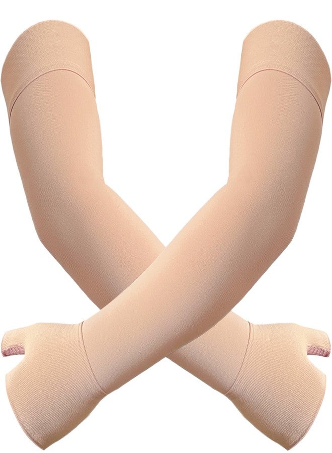 KONSEDIK Medical Compression Arm Sleeve with Silicone Dot&Gauntlet for Women Men,20-30 mmHg Graduated Compression Full Arm Support for Edema,Post Surgery Recovery,Swelling,Pain Relief(Medium,Pair) - Image 1