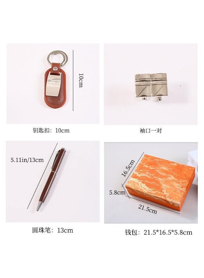 OLUDENIZ Men's Luxury Business Gift Set – Watch, Pen, Keychain, Misbaha, Cufflinks in Elegant Orange Box - Image 3