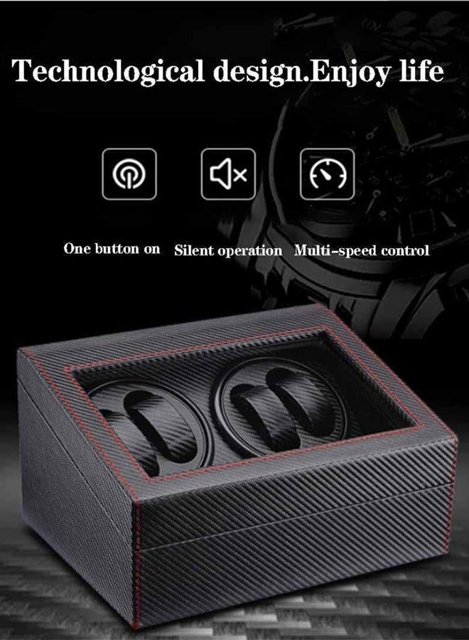 HomarKet Automatic Watch Winder with 4 Quiet Running Motor Watch Winding Display+ 6 Flexible Watch Pillows Luxury Fiber Leather Storage Case for Man/Woman's Watches- AC Adapte - Image 5
