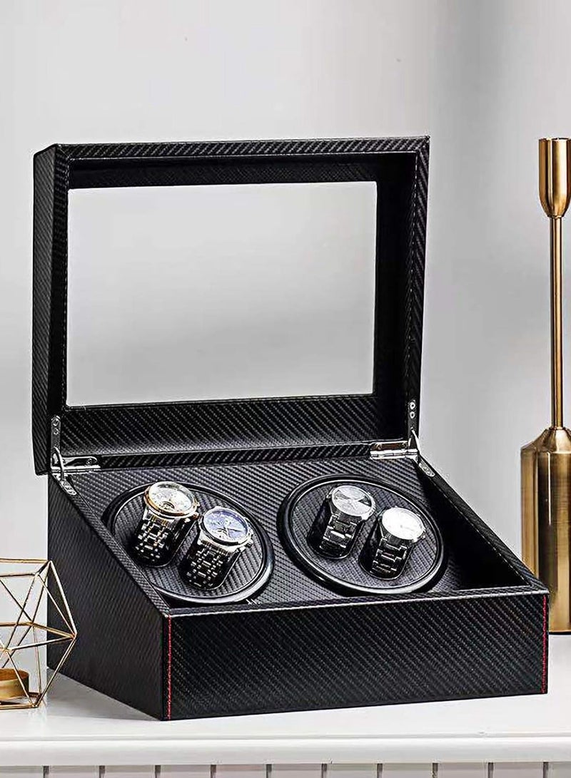 HomarKet Automatic Watch Winder with 4 Quiet Running Motor Watch Winding Display+ 6 Flexible Watch Pillows Luxury Fiber Leather Storage Case for Man/Woman's Watches- AC Adapte - Image 3