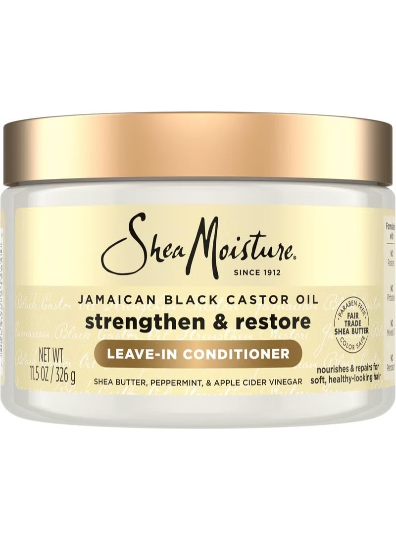 Shea Moisture Jamaican Black Castor Oil Leave-In Conditioner 11.5oz | Strengthens, Softens & Detangles Damaged Hair | With Shea Butter, Peppermint & Apple Cider Vinegar – Original - Image 1