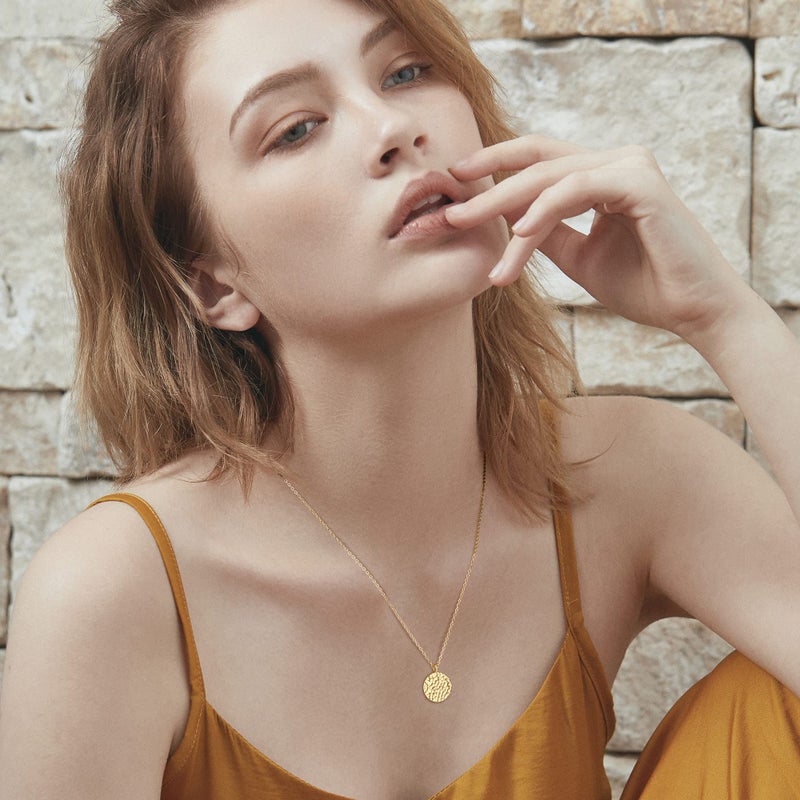 LOYATA Gold Pendant Necklaces for Women-Simple 14K Gold Round Circle Pendant Necklace Dainty Charm Necklace Jewelry Gifts for Women - Image 5