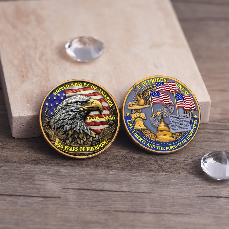 Zyviacy USA 250th Anniversary Commemorative Coin - American Eagle & Patriotic Symbols Collectible - America 250 Merchandise for Celebration & Gifting (1776-2026) (250 Eagle) - Image 5