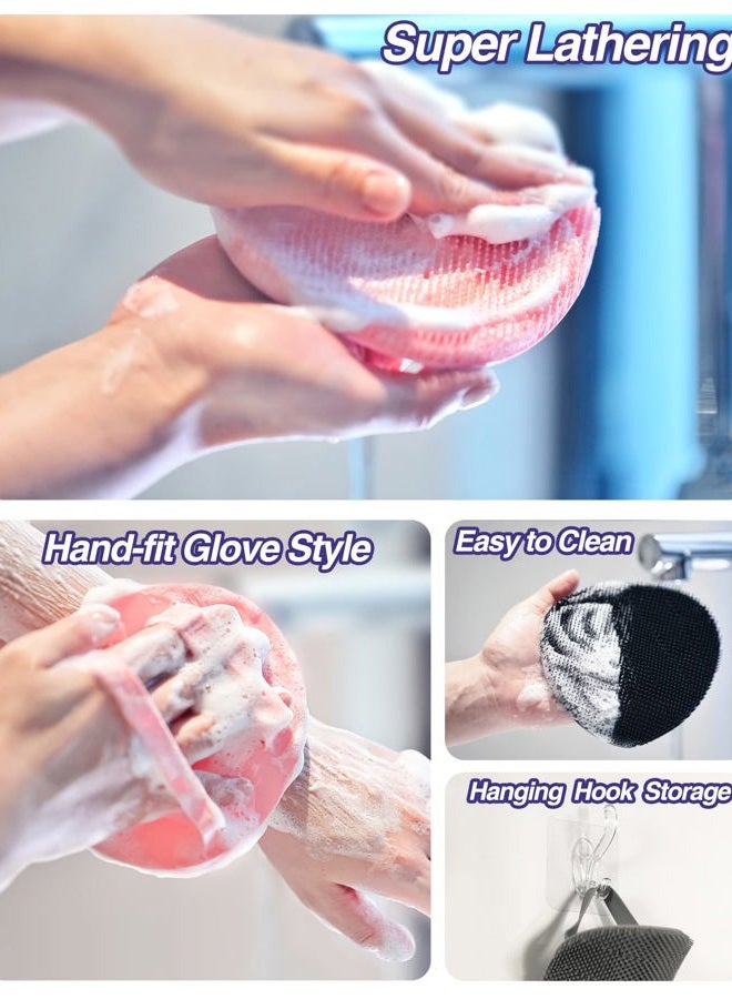 Manmihealth Upgrade Shower Foot Massager Scrubber & Bath Glove Set(2 PCS), Hands-Free Back Scrubber for Shower, Wall-Mounted Shower Brush with Body & Face Scrubber and Free Adhesive Hook. (Gray) - Image 5