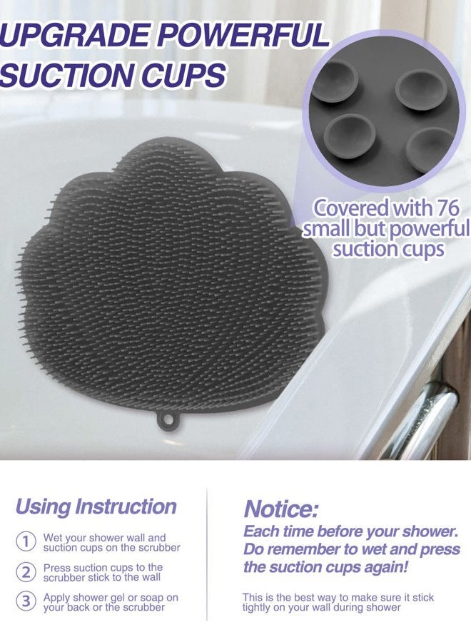 Manmihealth Upgrade Shower Foot Massager Scrubber & Bath Glove Set(2 PCS), Hands-Free Back Scrubber for Shower, Wall-Mounted Shower Brush with Body & Face Scrubber and Free Adhesive Hook. (Gray) - Image 3