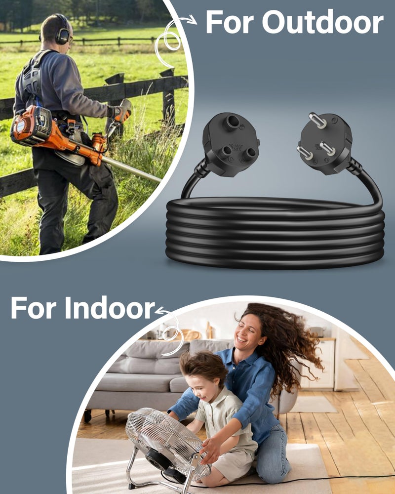 FEDUS 10m Long 18AWG Heavy Duty Male to Female 2 Pin Power Extension Cord Wire, 10amp Indoor Outdoor Power Cord Extension Electrical Extender Power Cable for appliances, Electronics, and Power Tools - Image 4