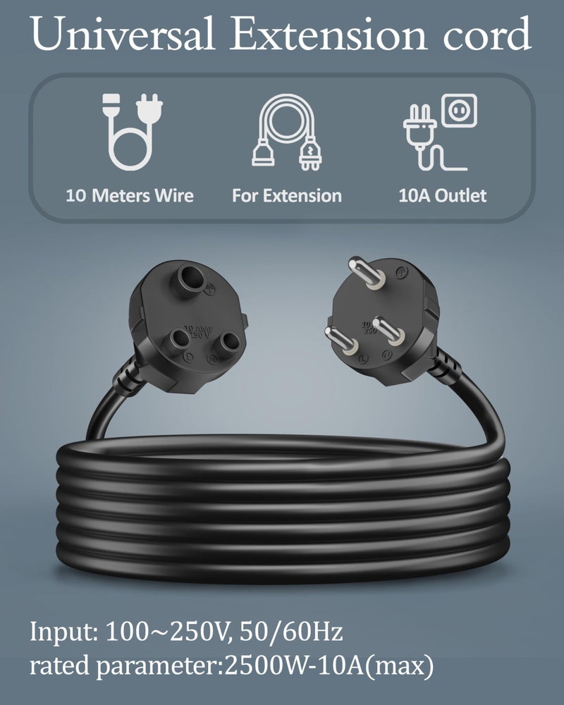 FEDUS 10m Long 18AWG Heavy Duty Male to Female 2 Pin Power Extension Cord Wire, 10amp Indoor Outdoor Power Cord Extension Electrical Extender Power Cable for appliances, Electronics, and Power Tools - Image 2