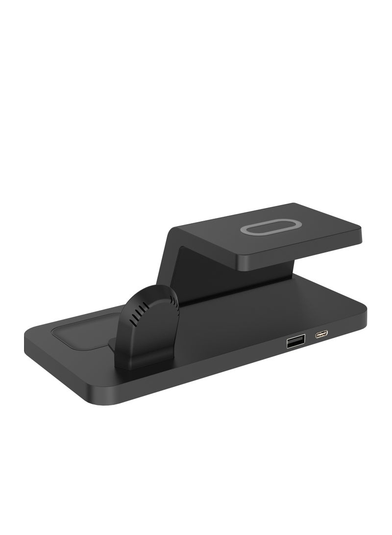 LED Alarm Clock with Fast Wireless Charging Station for iPhone 16/15/14/13/12 All Series & AirPods & iWatch & Samsung/Huawei/Xiaomi- Black - Image 5