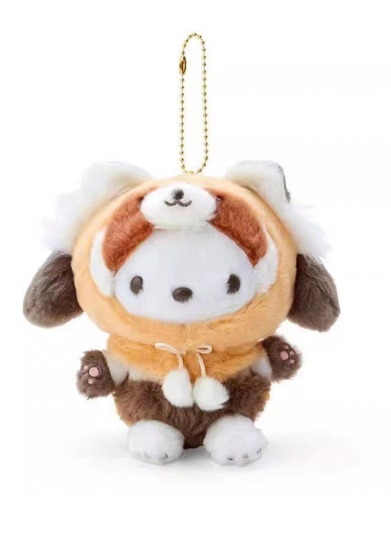 (Red Panda Pacha Dog)15cm Creative Cartoon Plush Toy Dress Up Forest Animal Series Backpack Key Pendant  - Image 1