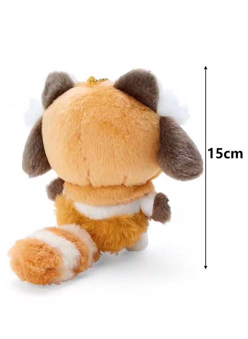 (Red Panda Pacha Dog)15cm Creative Cartoon Plush Toy Dress Up Forest Animal Series Backpack Key Pendant  - Image 2