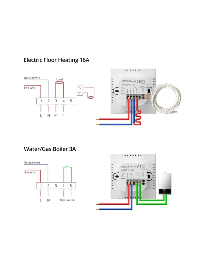 SYOSI Smart Thermostat Electric HeatingTemperature Controller WiFi, supporting different temperature settings, brightness adjustable, Saving Thermostat for Home Alexa Easy Install Heating & Hot Water(A)  - Image 2