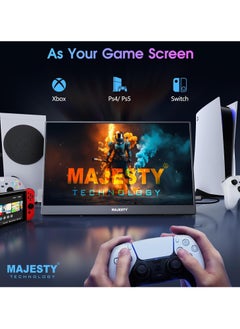 Majesty Majesty 15.6-Inch Portable Foldable Full HD Screen, Touch screen, Lightweight, Compatible with Laptops, Macs, Computers, USB 3 Supported Mobile Phones, PlayStation, Xbox, and Receivers – BLACK  - Image 5
