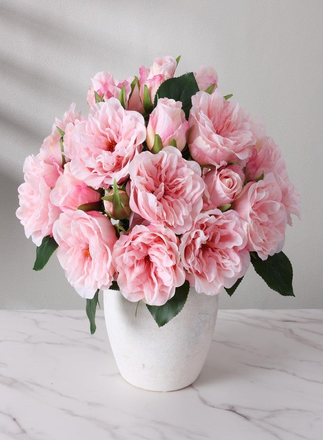 florisso Light Pink Rose Artificial Flowers - 13 Branches Faux Roses for Vase Decor, Wedding Centerpieces & Living Room Accents (Silk Artificial Roses) - Image 1