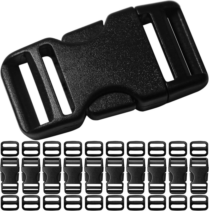 LASIGHT Buckles for 3/4 inch Wide Webbing Straps: Quick Side Release Buckles 10 set and Tri-Glide Slide 20 pcs Fit 0.75" Nylon Web Belt, Plastic Snap Fastener Clip Replacement Dual Adjustable - Image 1