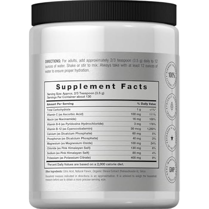 Horbäach Electrolytes Powder | 16 oz | 130 Servings | Hydration Supplement | Vegetarian | Keto-Friendly | Non-GMO, Gluten Free Formula | Lemon Flavor - Image 2