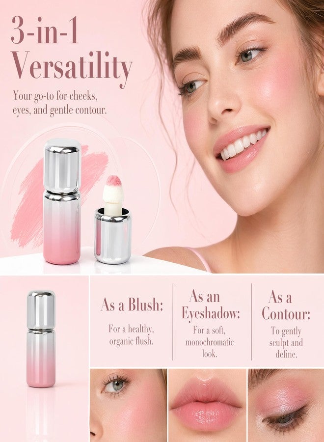 Manoai Liquid Blush with Built-in Sponge Applicator - Jelly-Textured Cream Blush, Natural Glow & Easy Blend for Daily Wear, Travel & On-the-Go Touch-Ups (Light Pink) - Image 4
