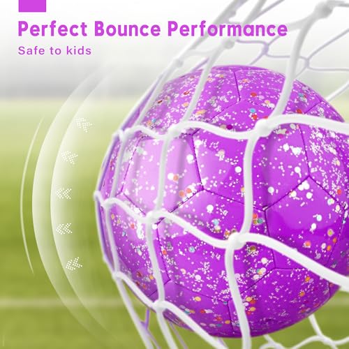 AceVernine Soccer Balls Size 3, Sparkle Soccer Ball for Girls Kids 3-8 4-6 6-8 Glitter Outdoors Sports Recreation Playing Ball for Birthday Easter Soccer Gifts (Glitter Purple, Size 3) - Image 4