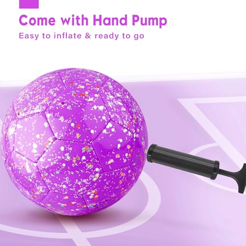 AceVernine Soccer Balls Size 3, Sparkle Soccer Ball for Girls Kids 3-8 4-6 6-8 Glitter Outdoors Sports Recreation Playing Ball for Birthday Easter Soccer Gifts (Glitter Purple, Size 3) - Image 3