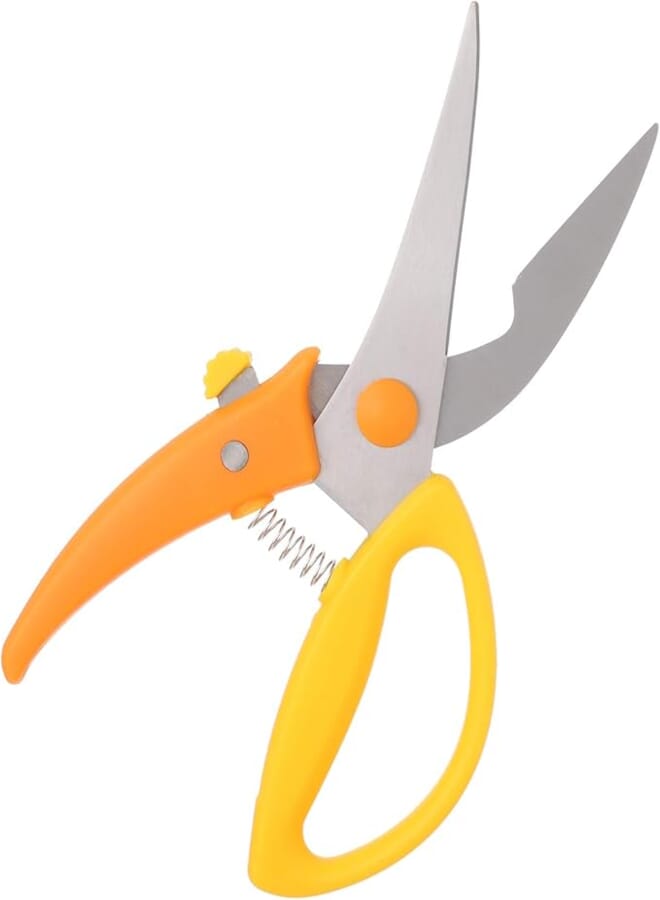 Spaceshoop Qassim Stainless Steel Chicken Scissors, Orange Yellow