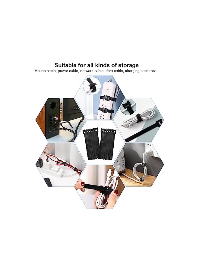 PROMASS promass 100Pcs Fastening Reusable Cable Ties, 6 Inch Adjustable Cord Ties, Cable Management Straps Hook Loop Cord Organizer Wire Ties Reusable  - Image 4
