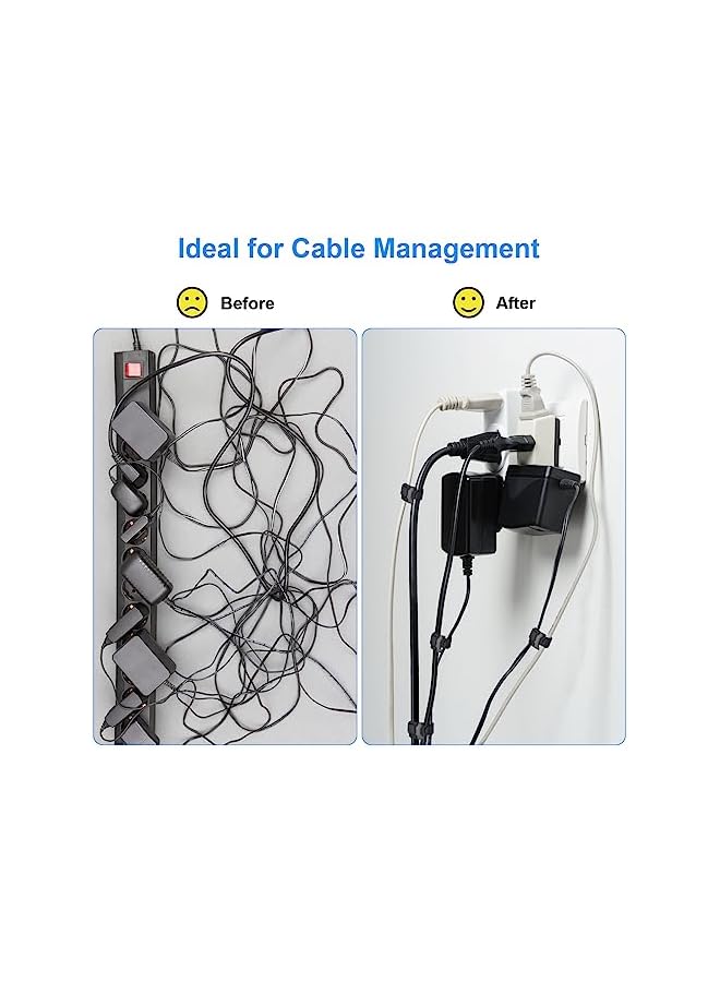 PROMASS promass 100Pcs Fastening Reusable Cable Ties, 6 Inch Adjustable Cord Ties, Cable Management Straps Hook Loop Cord Organizer Wire Ties Reusable  - Image 3