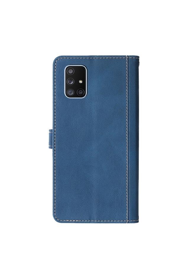 اس-توب جراب لهاتف Samsung Galaxy A71 5G بخياطة جلدية وإبزيم مغناطيسي وغطاء جلدي PU أفقي قابل للطي مع حامل وفتحات للبطاقات ومحفظة - Image 3